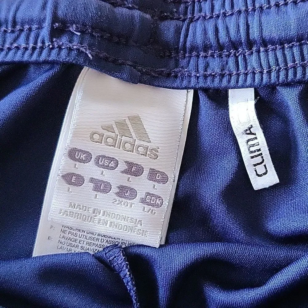 ADIDAS Blue/White Stripe ClimaCool 100% Polyester Athletic Shorts Size‎ L